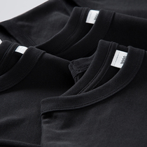Heavy-pound combed pure cotton 300gt shirt male summer short sleeve beat bottom pure color mens compassionate thick solid day ensemble black