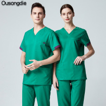 Medical care new brush handwear split set color pattern embellishment short sleeve operating room wash clothes men and women same work clothes