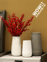 Home entrance ornaments suitable for dried flowers vase big belly ceramic European luxury high-end wine cabinet light luxury Silver Willow