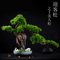 Simulation of welcome pine tree cliff bonsai hotel porch office Rockery stone micro landscape hotel decoration decorations