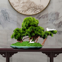 Chinese simulation welcome pine bonsai office ornaments living room home green planting fake tree entrance hotel club soft decoration
