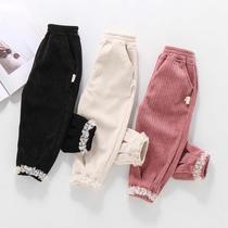 Girl Fall Pants Light Core Suede Baby Children Foreign Air Outwear Casual Pants Spring Autumn Cashmere Casual Pants Long Pants