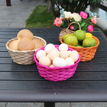 Colorful Bamboo Basket Bamboo Egg Basket Round Bamboo Basket Small Easter Props Childrens Day Decorative Basket