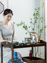 Mobile Tea Table Tea Car Minimalist Home Tea Water Cabinet Solid Wood Small Tea Table Tea Pongfu Tea Pongfu Tea Suit Fully Automatic