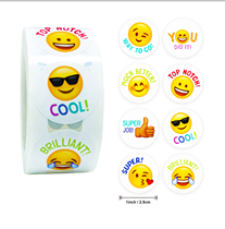 Kindergarten early education childrens English Cute Smiley face stickers small round labels Teachers reward students praise stickers