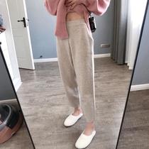 Hairy trousers womens suit pants winter and spring high waist casual loose straight pipe pants nine-point small feet radish Haren pants
