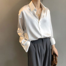 Korean shirt female base retro design sense niche long sleeve shirt loose Hong Kong flavor temperament 2021 spring top