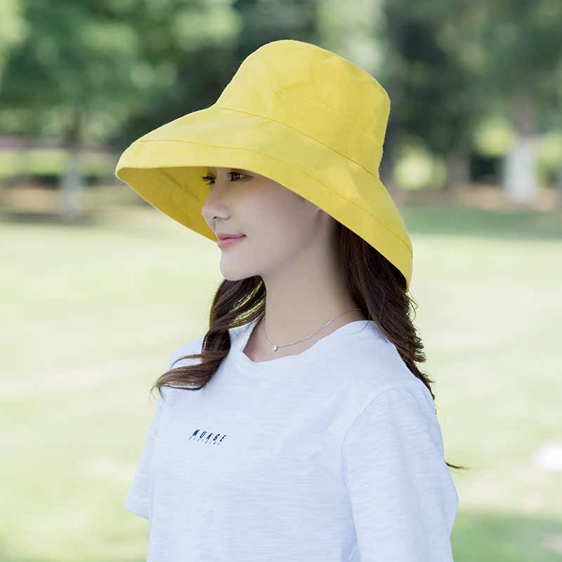帽子女夏天可折叠布帽户外旅游登山遮阳帽防晒渔夫帽女大檐太阳帽
