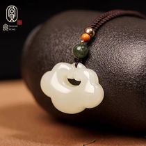 Natural white jade ping lock a man and woman long life lock children baby jade necklace jade crash couple