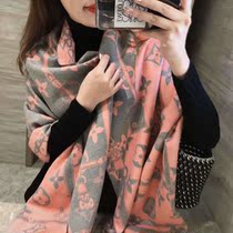 Scarf shawl for dual use female autumn and winter new warm fashion trends students travel imitation goat plush true silk long cloak