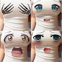 Main sown clothes sweet t-shirt 3d tight blouses big eyes short sleeves live clothes with big chubby chubby tights