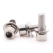 M4M5M6M8 201 stainless steel three-piece allen screw cylindrical head with flat washer screws