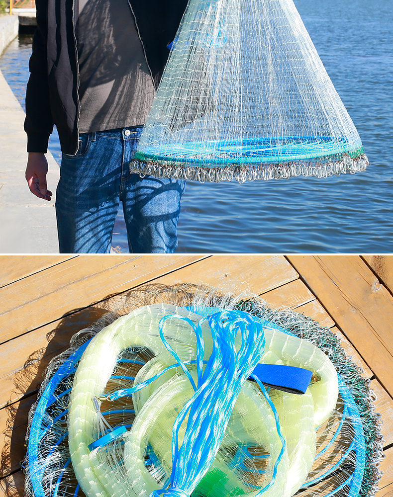 撒网大飞盘式圆盘手撒手抛网旋网捕鱼抛撒网甩鱼网抓打扑捞鱼神器