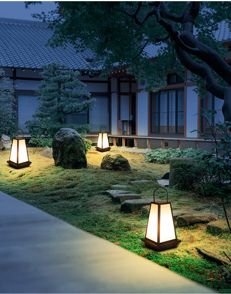 led太阳能日式庭院灯户外酒店别墅景观落地灯室外花园草坪路引灯