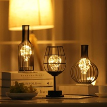 Creative wine bottle nightlight ins girl heart led iron red wine glass red wine bottle gift decorative lamp graduation gift