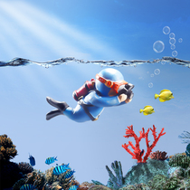 Fish tank diver blue fat man-made small pendulum package decoration of the underwater world floating full set of viewing decorations