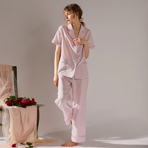 XEXZ2022 year new pure cotton pyjamas female summer thin section short sleeves Agaric Side Home suit Two sets