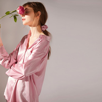 XEXZ Pyjamas Woman 2022 New long sleeves Two sets of mulberry silk Home Superior Real Silk Shirt Suit