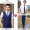 Men - Royal blue vest+pants+short sleeved shirt