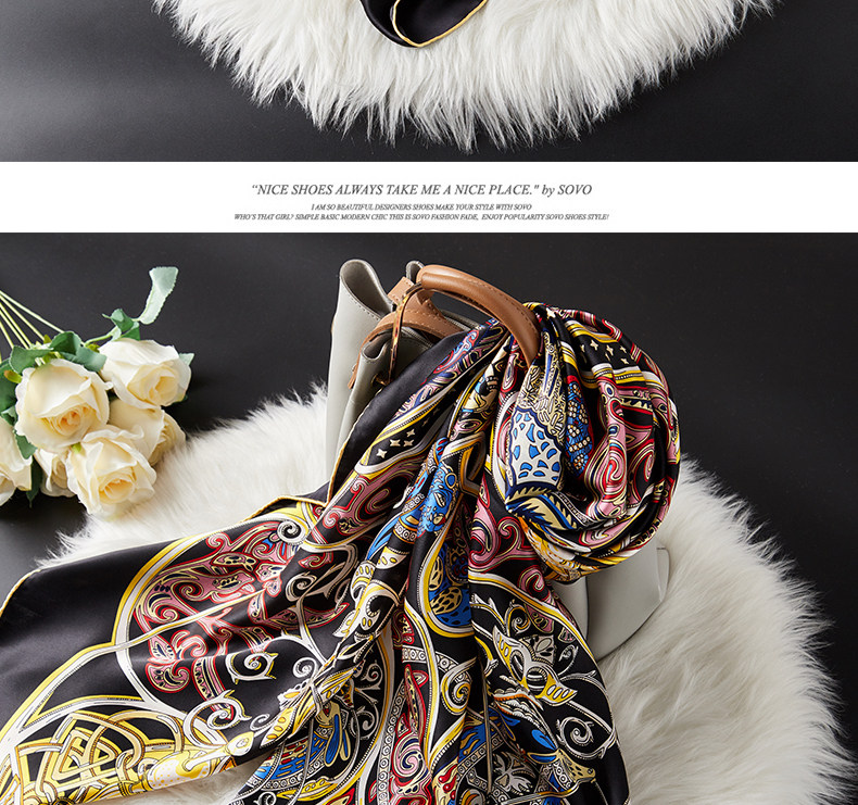 Silk Scarf Women's Allmatch Spring and Summer Silk Large Square Scarf