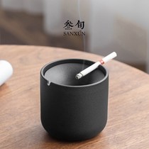 Creative Ceramic Ashtrays Fashion Home Living Room Office With Cover Windproof Anti-Fly Ash Personality Trend