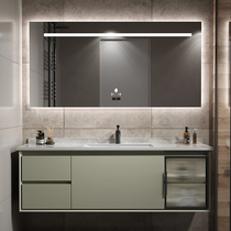 Nordic light luxury Rock board bathroom cabinet combination bathroom solid wood wash table sink sink wash face Basin cabinet