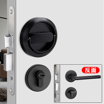 Invisible door lock double-sided lock indoor bedroom extremely simple black split lock into the secret door lock for household anti-collision plane lock