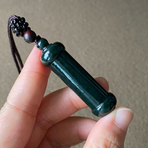 Hetian jade ink Jade demon pestle pendant pendant Xinjiang Sapphire Diamond pestle jade hanging jewelry