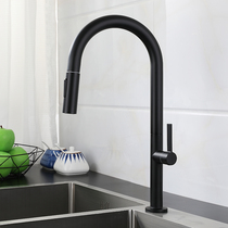 Pumping single-cold faucet Black kitchen wash basin telescopic and rotating dishwashing tank faucet