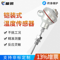 Armored thermocouple pt100 temperature sensor K-type thermal resistance transmitter integrated probe output 4-20mA