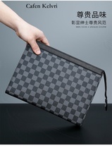 Mens handbag with genuine luxury anti-theft brush and European and American fashion trend large capacity leisure business hand grab the mans bag