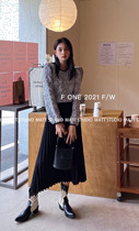 (F ONE) temperament high waist Joker pleated skirt 19352# JHY