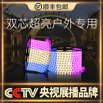 Light strip LED three-color color change double row decorative silicone lamp Outdoor building lighting waterproof profile super bright light strip