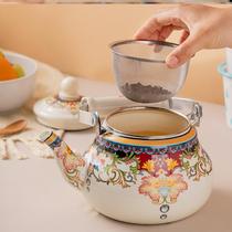 Enamel Kettle Enamel Tea Special Small Mini Milk Tea Pot with Filter for Gas Induction Cooker