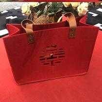 Felt handbag bag big red lucky word felt candy handbag to send friends to bridesmaid's hand gift bag