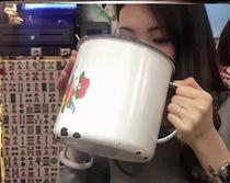 Enamel tea jar nostalgic old 16cm oversized enamel cup nostalgic enamel cup tea jar string string with cover