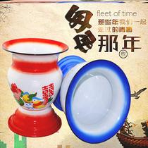 Thickened enamel spittoon pot urinal bedpan female bedroom home enamel high-legged children elderly bed-ridden mobile toilet