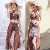 2022 new swimsuit women split bikini long yarn sexy Korea ins hot spring seaside vacation long swimsuit