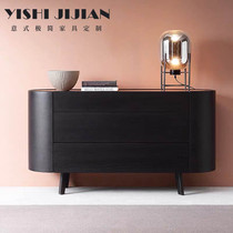 Willpower light and luxurious closing cabinet Arc Dining Side Cabinet Bucket Cabinet Nordic Black Oak Wood Color Bucket Cabinet Bedside Cabinet Customize