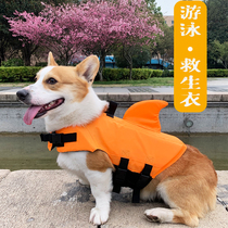 Dog Lifesaving Buoyancy Clothes Pet Swimming Safety Clothing Dragon Tail Shark Fin Folded Kirkkifa Bucket Golden Hair Size Dog