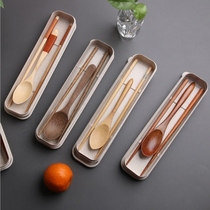 Boxed chopsticks spoon set Japanese wooden tableware wooden spoon wooden chopsticks wooden chopsticks portable chopsticks student travel home chopsticks