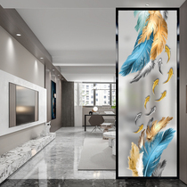 3D modern light luxury new Chinese living room art glass screen partition shielding home decoration bedroom entrance frosted