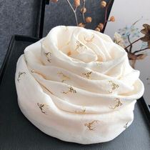 White Scarves Women Spring Autumn Slim Cotton Linen 2021 New Winter Shawl Outside a Fashion Silk Scarlet Korean version of the neck