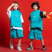 Girl Cool Show Jazz Dance Costume Summer Children's Drum Performance Contained Boys Street Dance Suite Hip-Hip