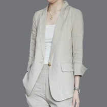 2022 spring and summer new womens domestic tops slim fit linen small suit jacket
