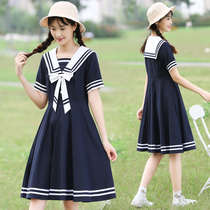 Girl summer dress female big child dress junior high school student jk Seaman Academy wind Navy wind cotton girl skirt
