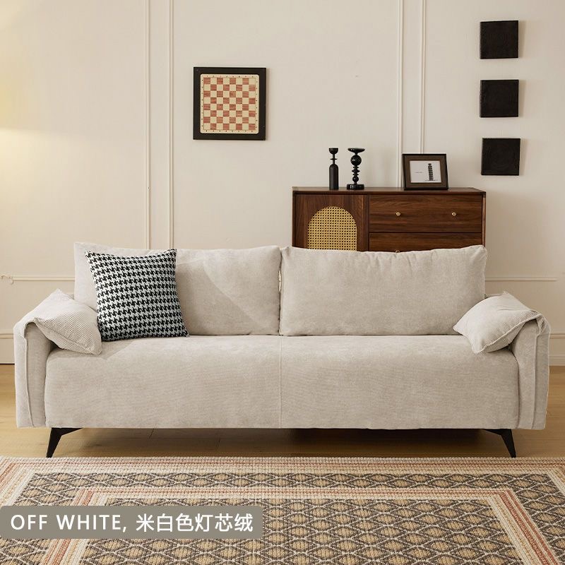 Nordic wooden Japanese style double sofa, small-sized living room covered with antique corduroy, cat scratch leather, simple straight lined sofa (31480:38418343776:How many people are sitting:Large Double Room - Length 150, Width 74CM Spring+Sponge;16272