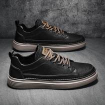 Back Force Men Shoes 2021 New Autumn Winter Board Shoes Black Inglées Leather Shoes Sports Casual Tide Shoes Plus Suede Warm Cotton Shoes