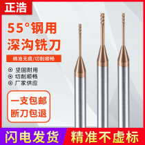 HRC55 degree four-edge steel with deep groove milling cutter tungsten steel alloy coating numerical control cnc machining centre cutter upright milling cutter