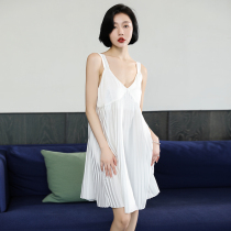 Pajama female thin-spot new silk sexy pajamas high-degree silk home serving purebred nightgown